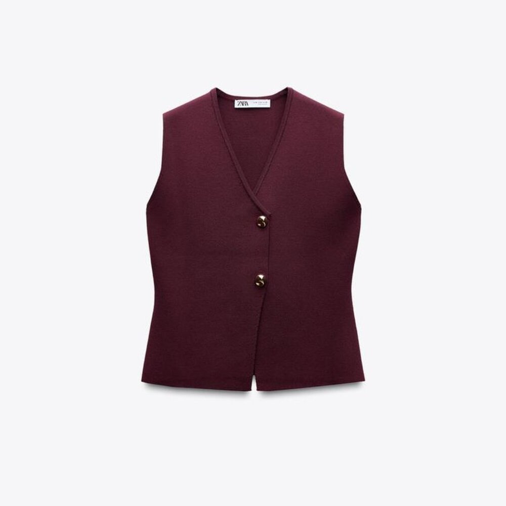 ZARA Burgundy Bandage Vest Top - S